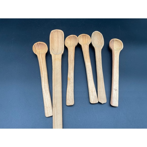 Vintage Wooden Butter Paddle and Muddler Set Rustic Carved Kitchen Tools Lot 6 - Picture 1 of 6